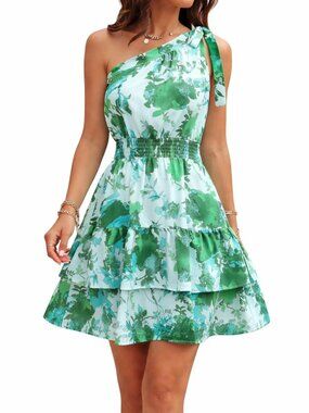 Petrikadeng Green Plants and Flowers Style Dress
